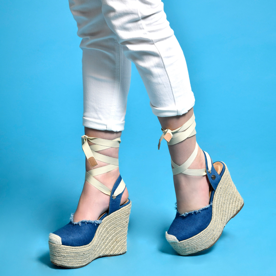 Cata Denim Espadrilles Altas