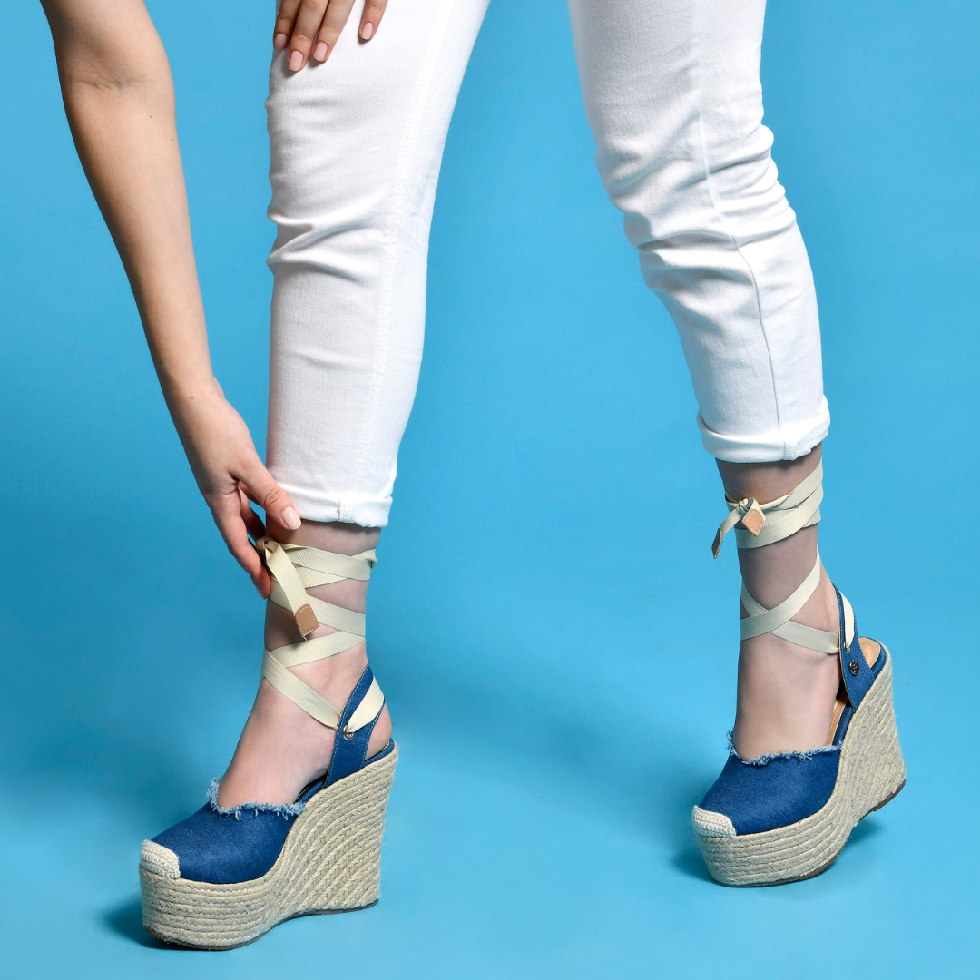 Cata Denim Espadrilles Altas